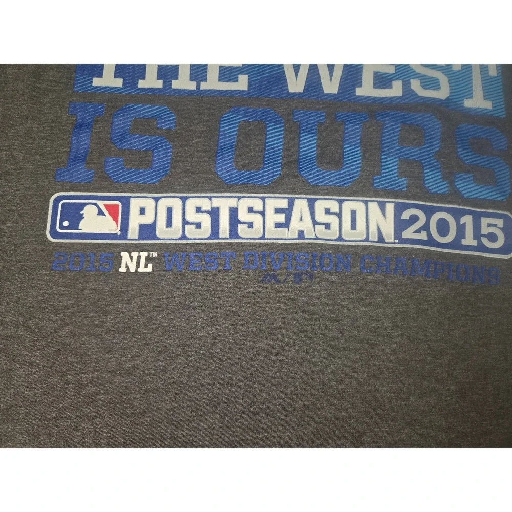 Majestic LA Dodgers 2015 Postseason "The West Is Ours" T-Shirt Men's Medium MLB - Picture 4 of 6